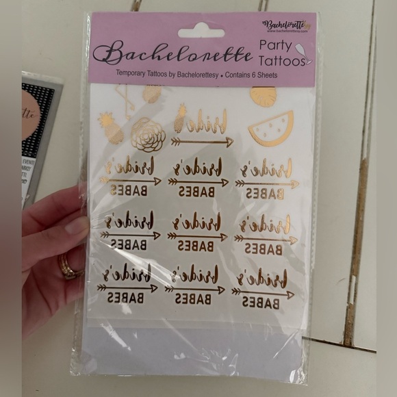 Gold Bachelorette Party Temporary Tattoos + Banner Bridal Party Wedding - Picture 2 of 5